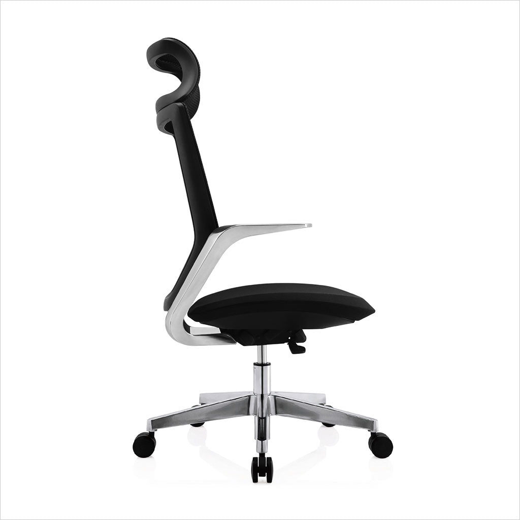 high-back office chair with mesh back