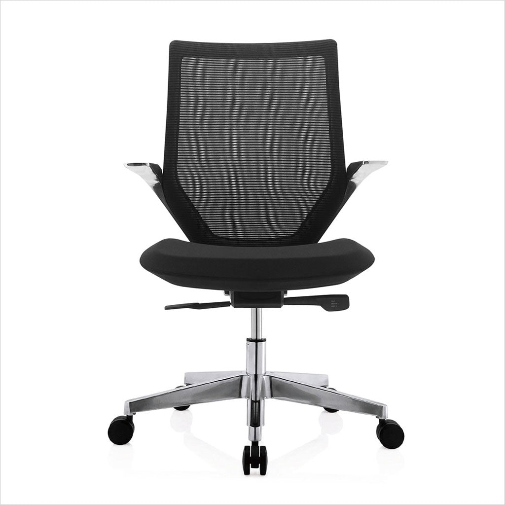 low-back desk chair with mesh back
