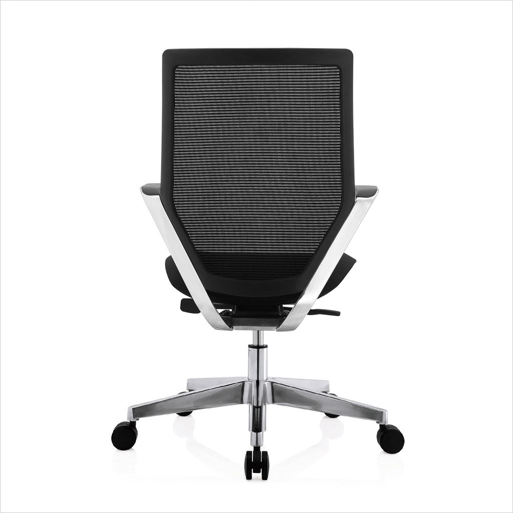 low-back desk chair with mesh back