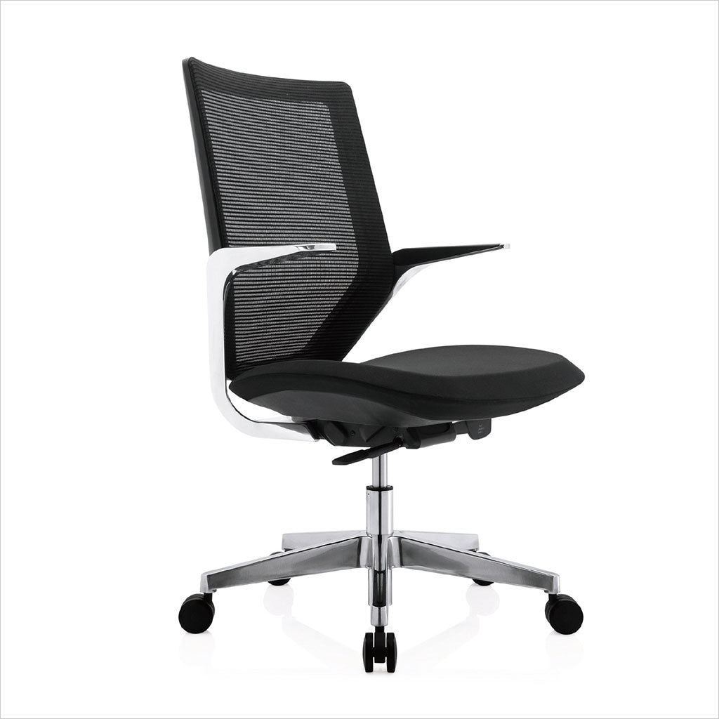 low-back desk chair with mesh back