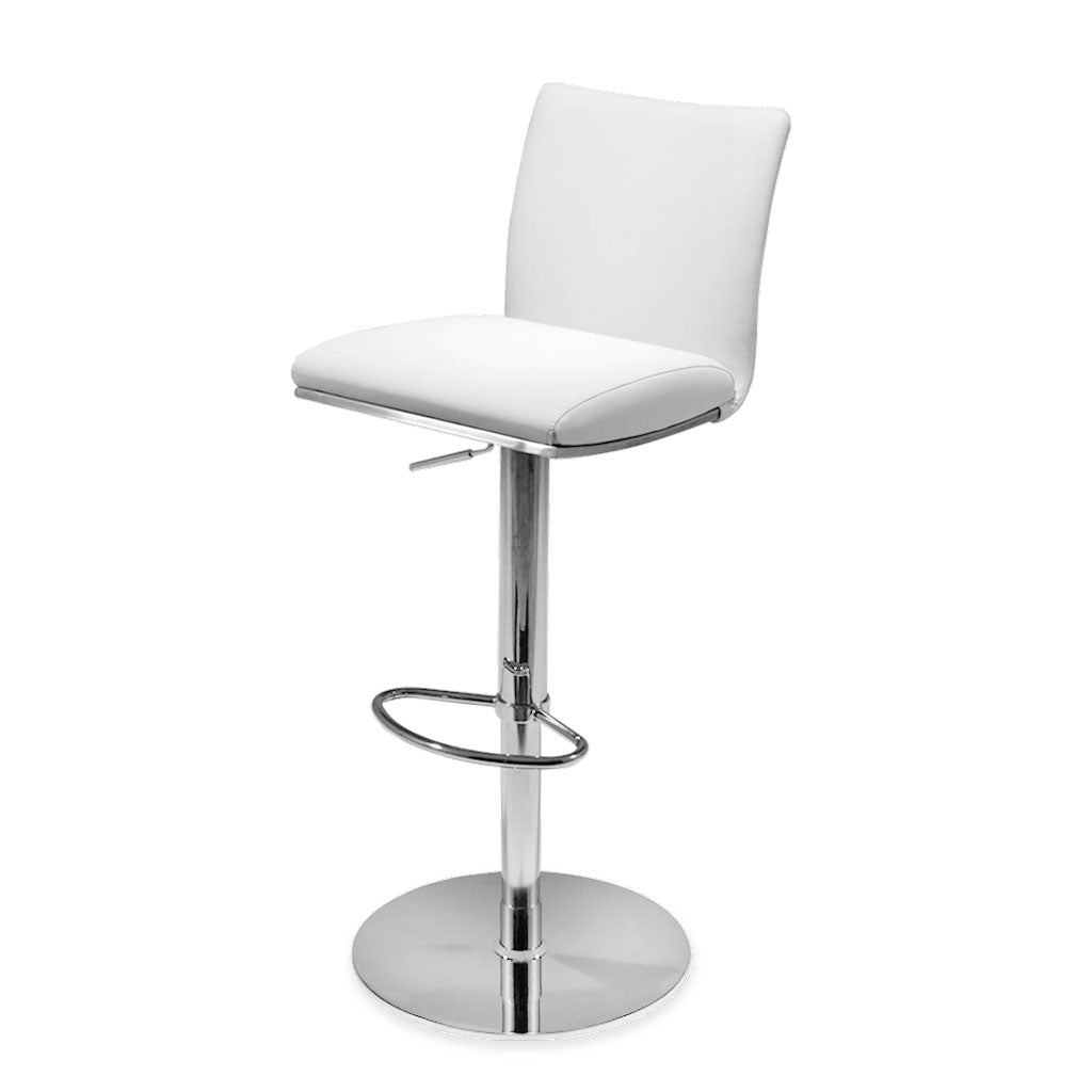 adjustable barstool with pedestal base and leather seating