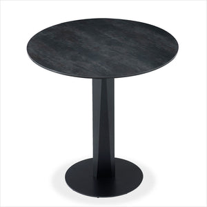 round ceramic glass top counter table with metal pedestal base