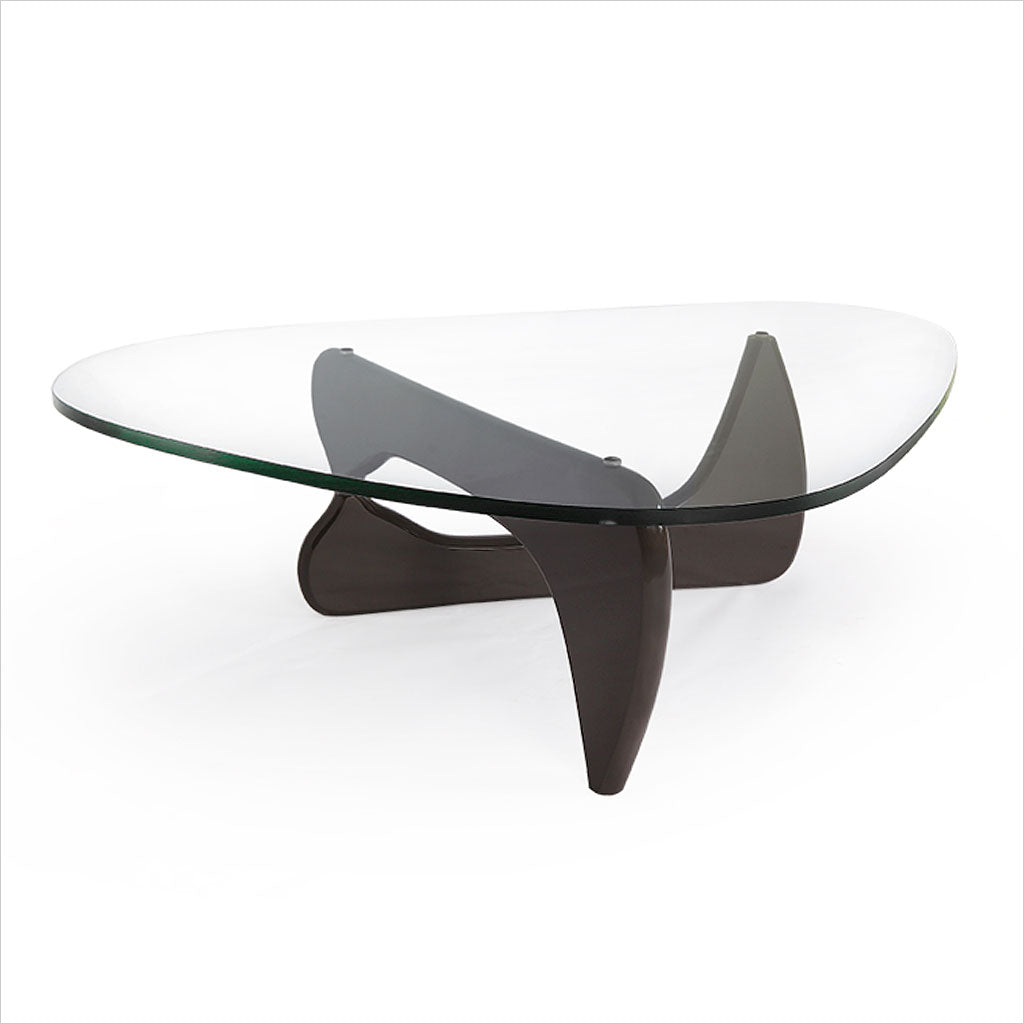 coffee table with wood base and glass top