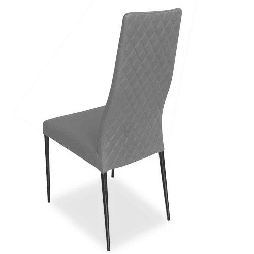 high back dining chair with quilted diamond back panel upholstered in leather