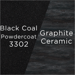 black coal powder-coated metal and graphite ceramic glass swatch