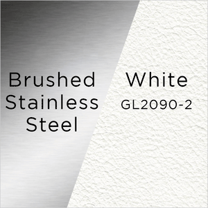 brushed stainless steel and white leather swatch