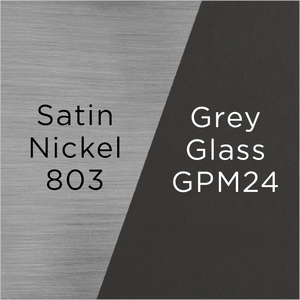 satin nickel and grey glass swatch