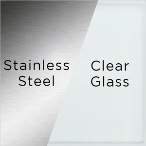 stainless steel and clear glass swatch