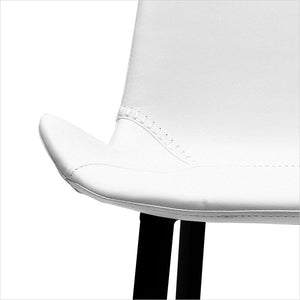 counter stool with baseball stitching along edges and curves