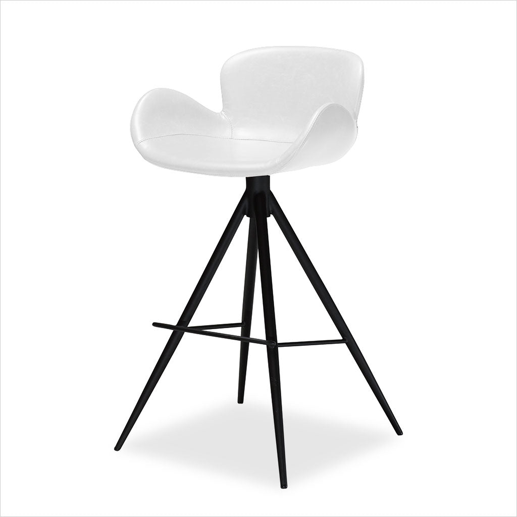 barstool with swivel seat in eco-pele leather and metal base
