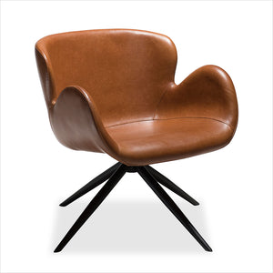 accent chair with swivel seat in eco-pele leather textile and metal base