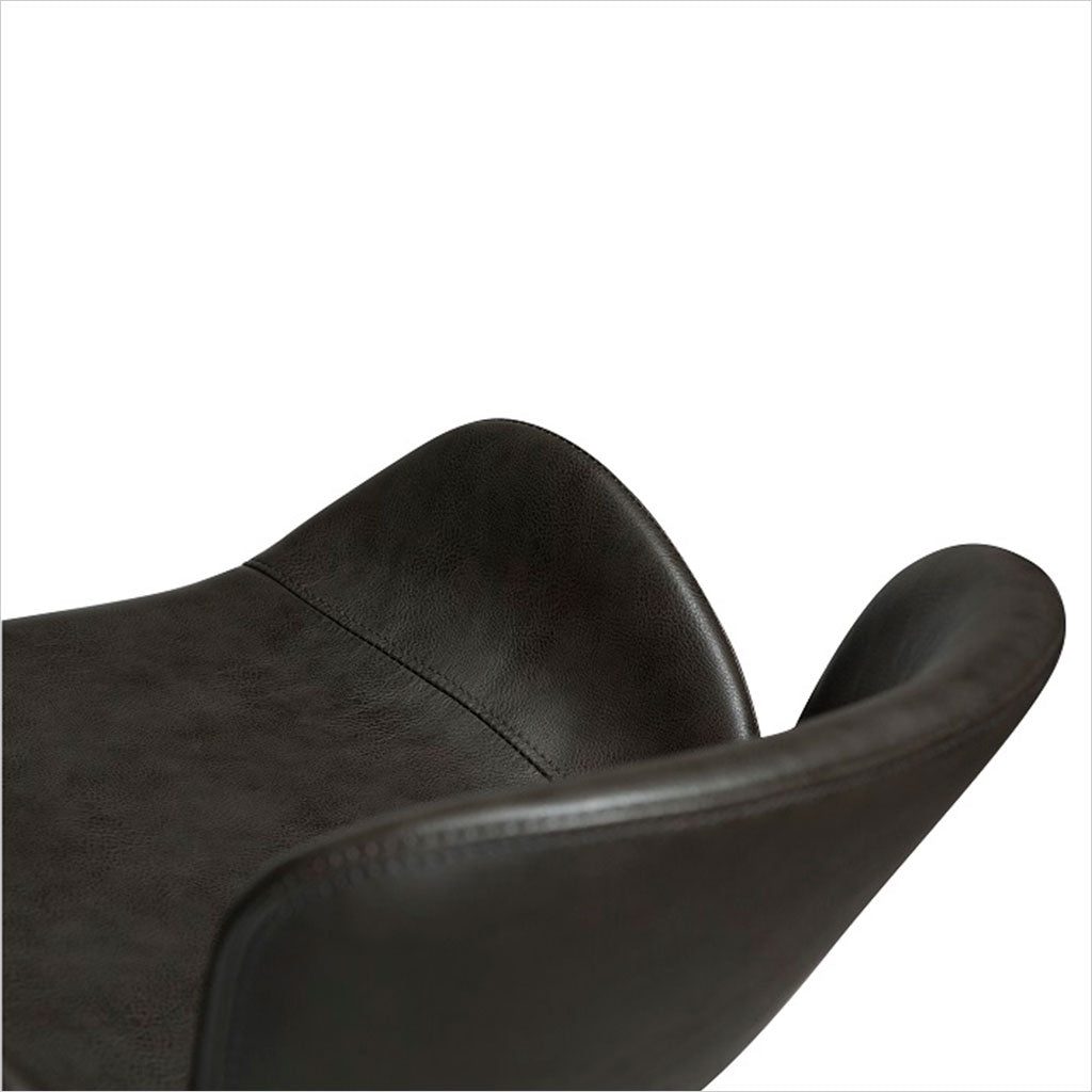 barstool with swivel seat in eco-pele leather and metal base