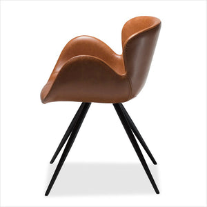 dining chair with swivel seat in eco-pele leather textile and metal base