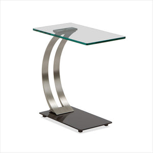glass top accent table with metal base