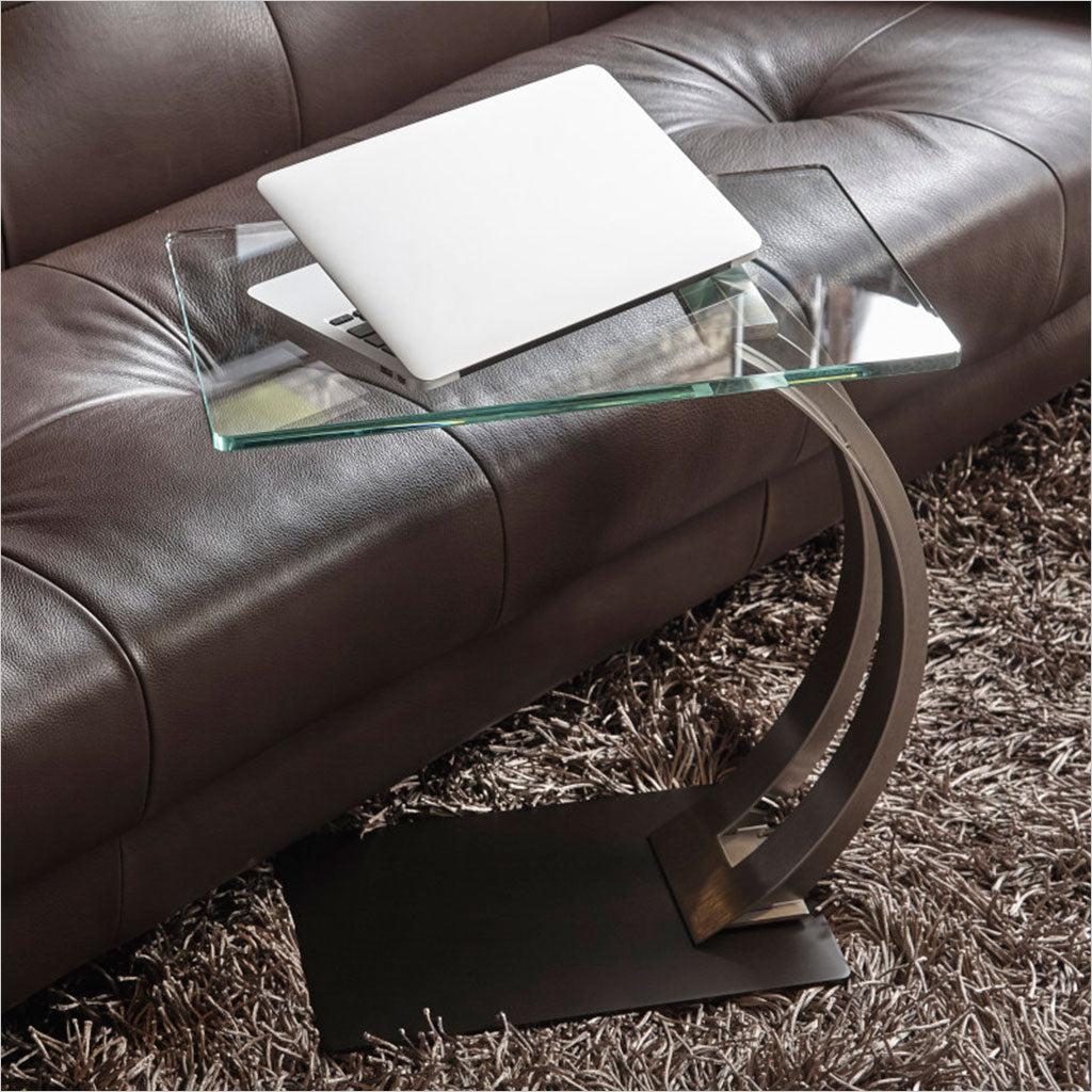 glass top accent table with metal base