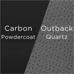 carbon powder-coated metal and outback quartz cover swatch