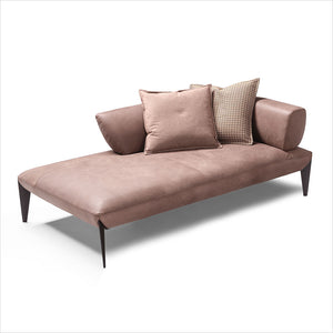 salmon leather chaise