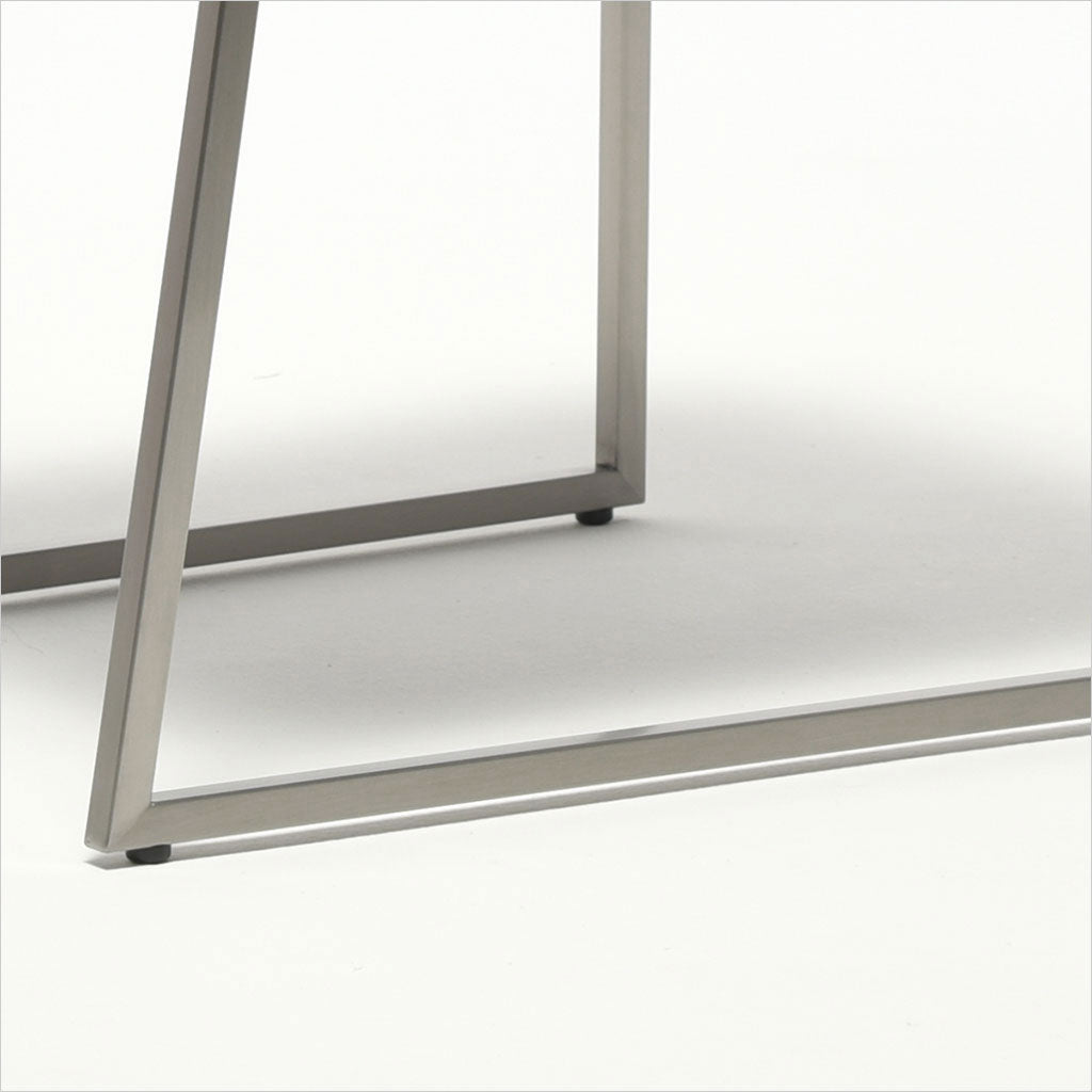 light grey leather dining chair with metal base