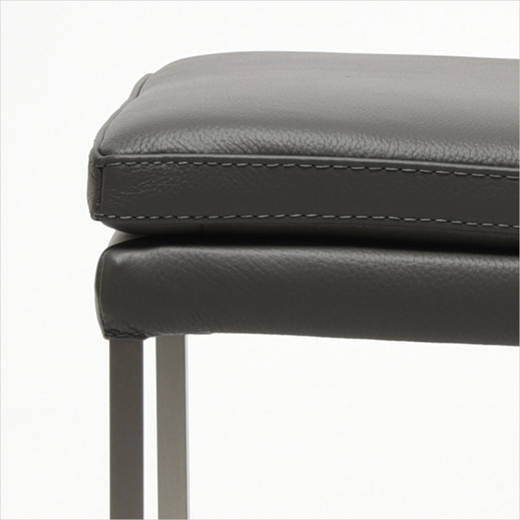 grey leather dining chair with metal base