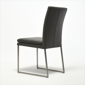 grey leather dining chair with metal base