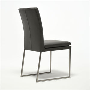 grey leather dining chair with metal base
