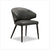 leather upholstered chair with arm and curved back