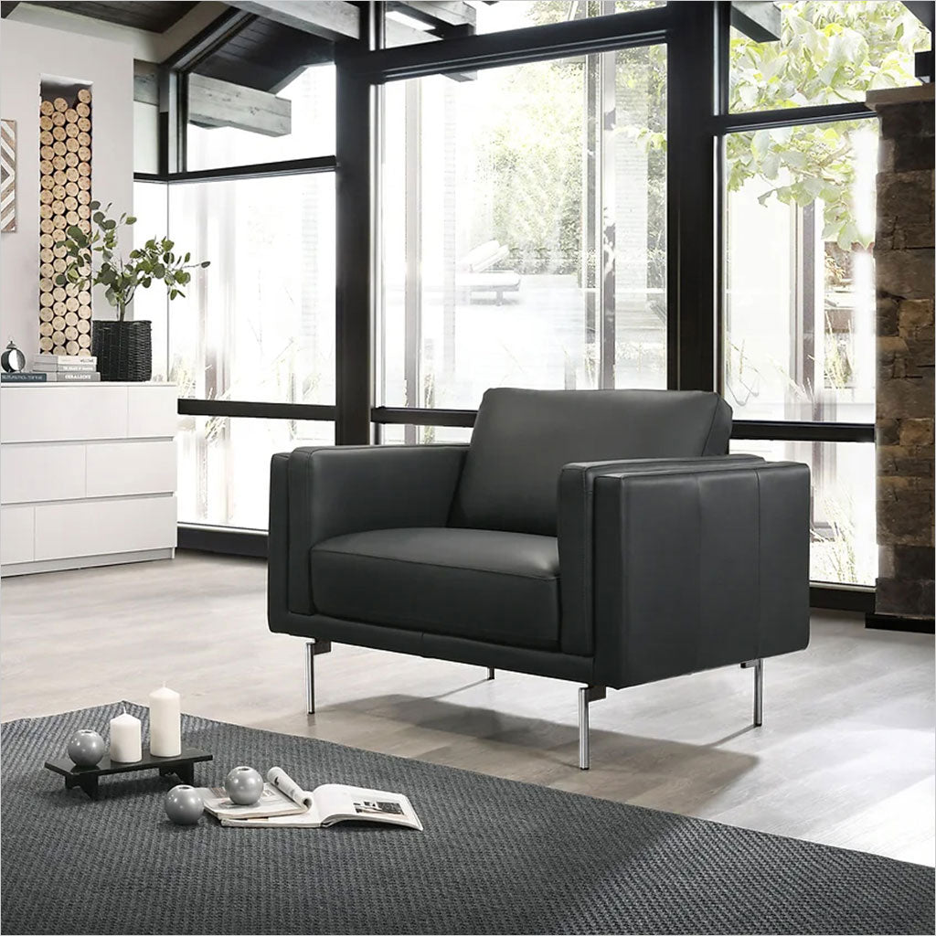black leather armchair