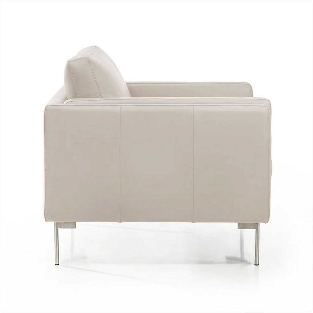 light grey leather armchair