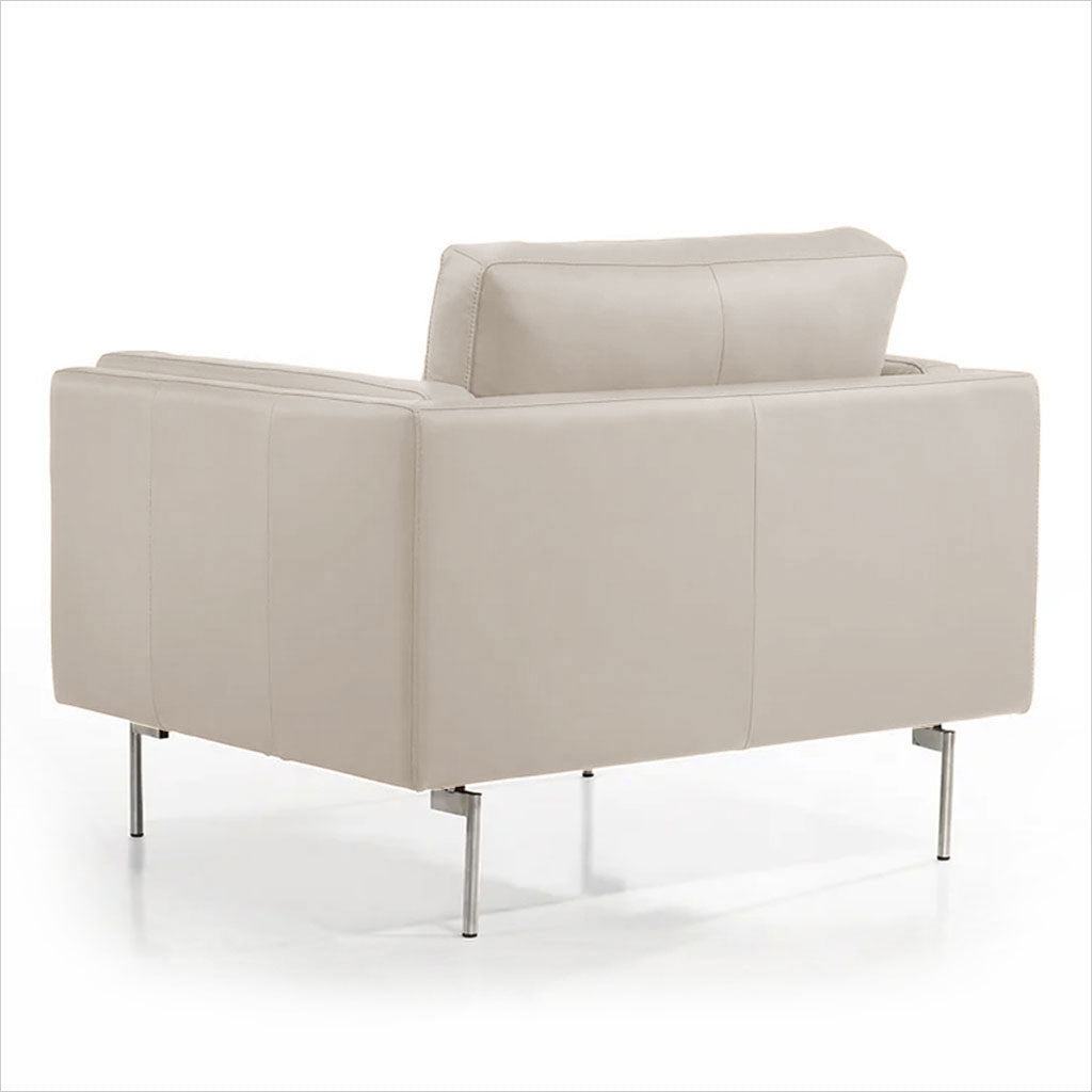 light grey leather armchair