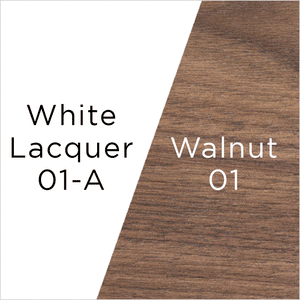 white lacquer and walnut wood swatch