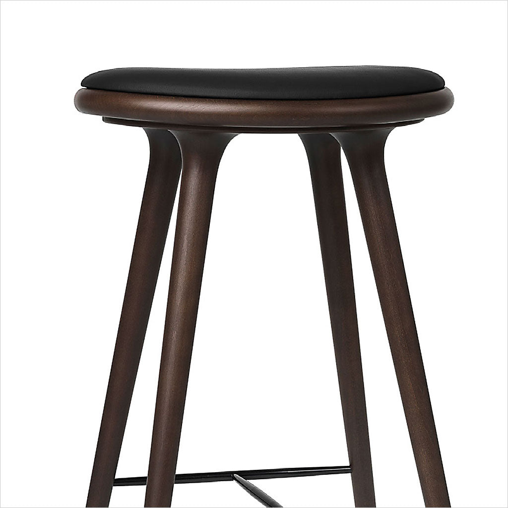 wood barstool with leather seat
