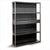 stainless steel bookcase with leather and contrast stitch