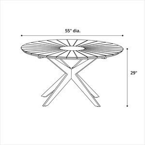 schematic of round outdoor table
