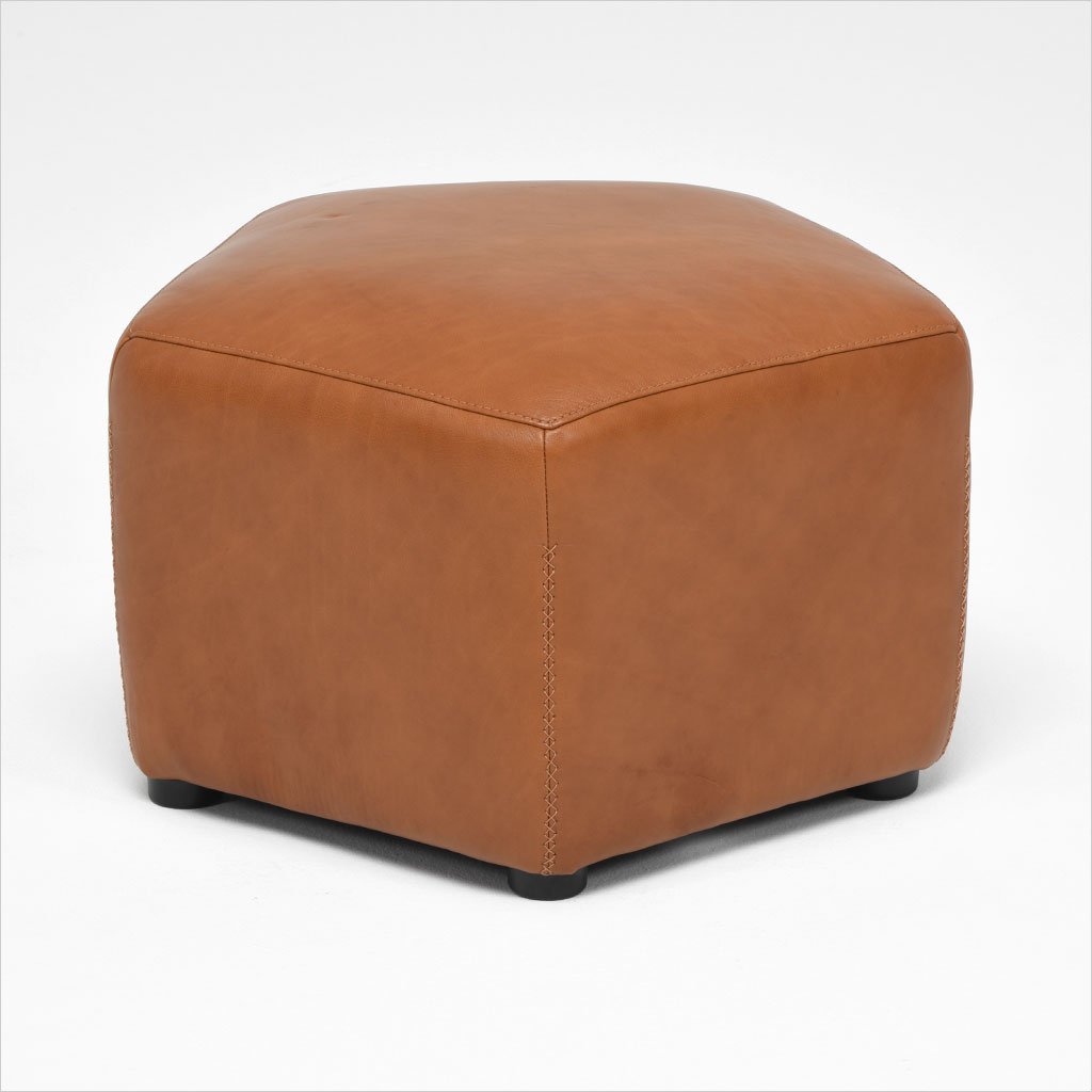 hexagon shaped leather ottoman