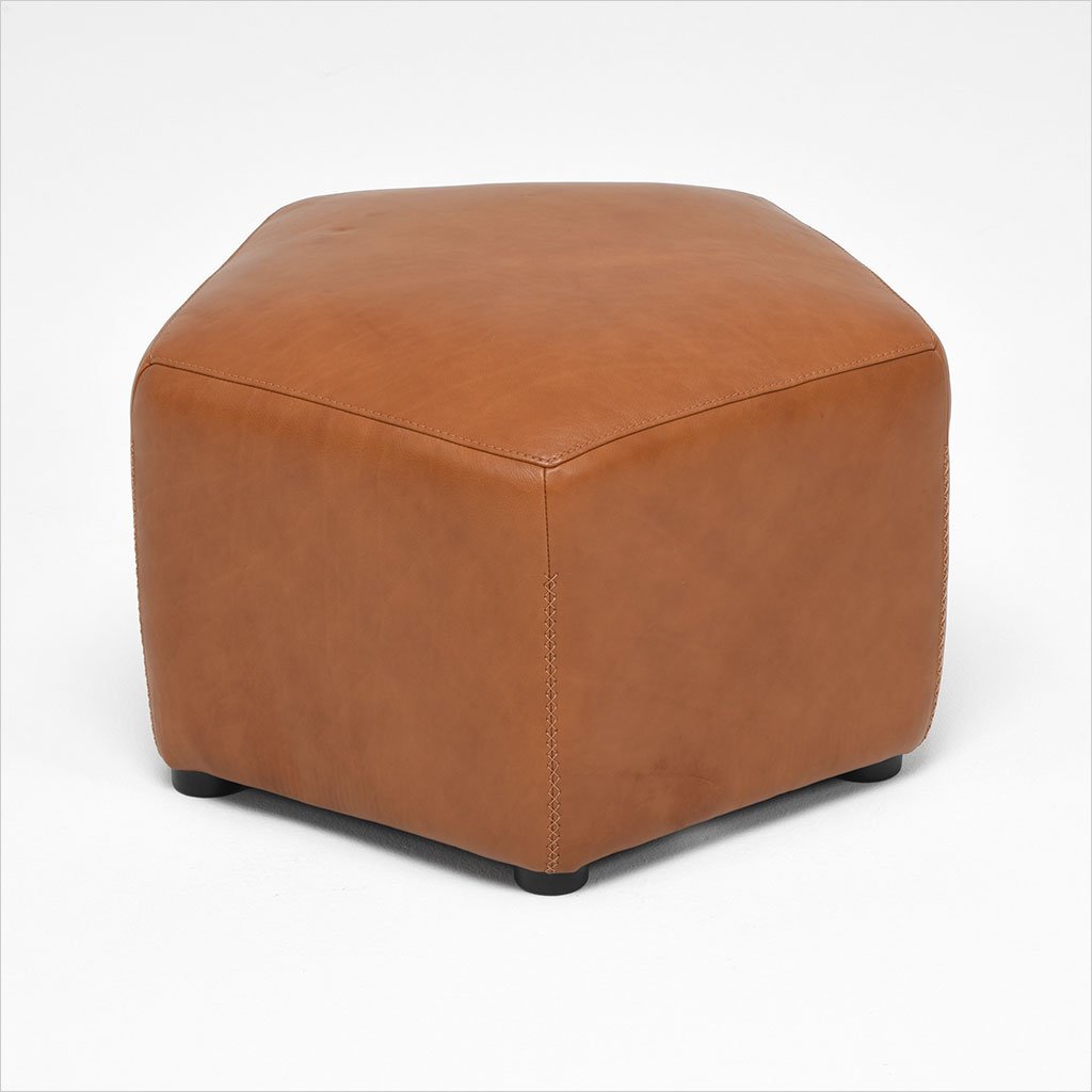 hexagon shaped leather ottoman