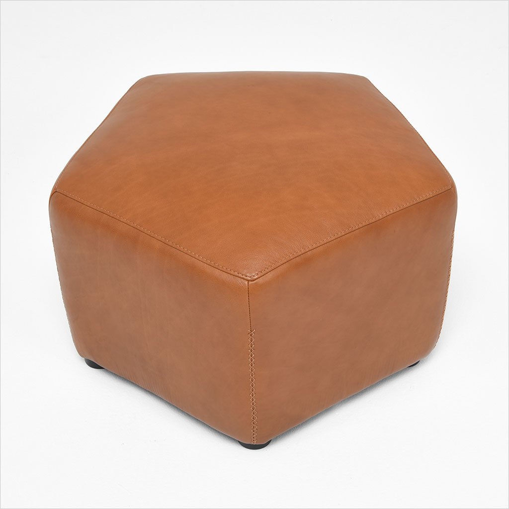 hexagon shaped leather ottoman