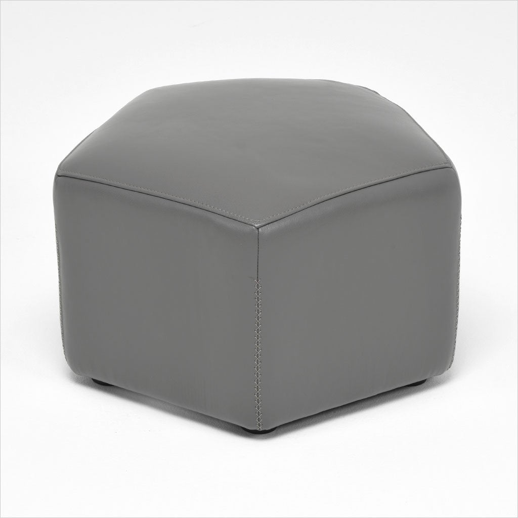 hexagon shaped leather ottoman