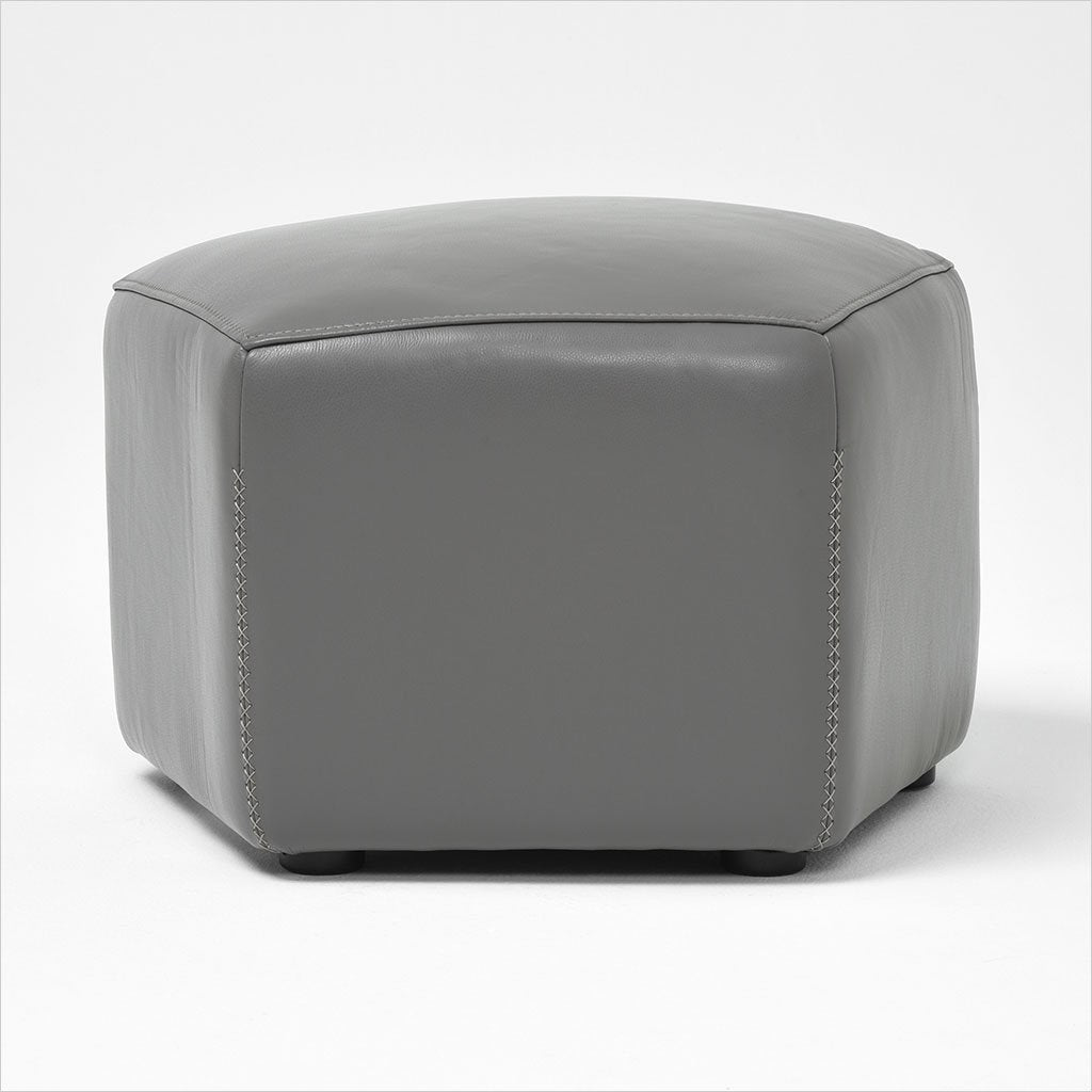 hexagon shaped leather ottoman