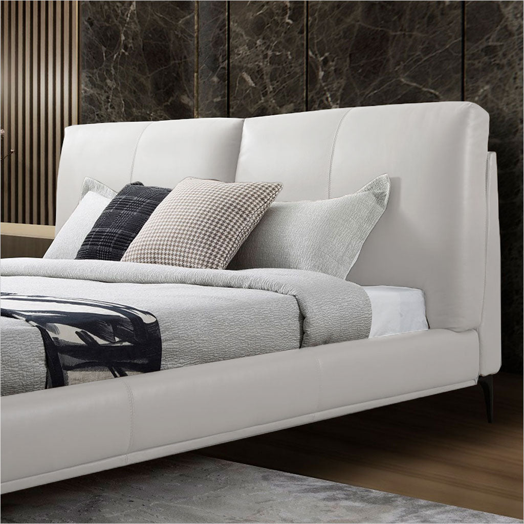 leather clad platform bed