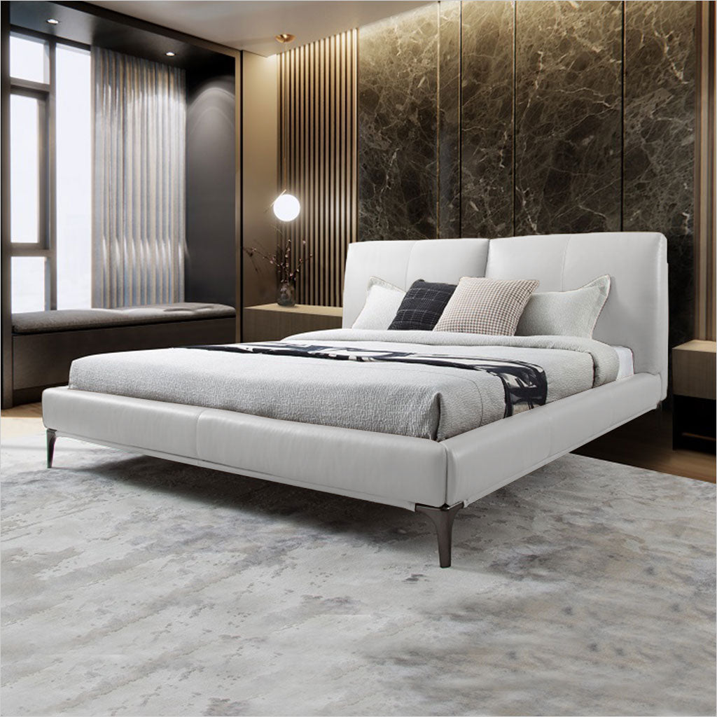 leather clad platform bed