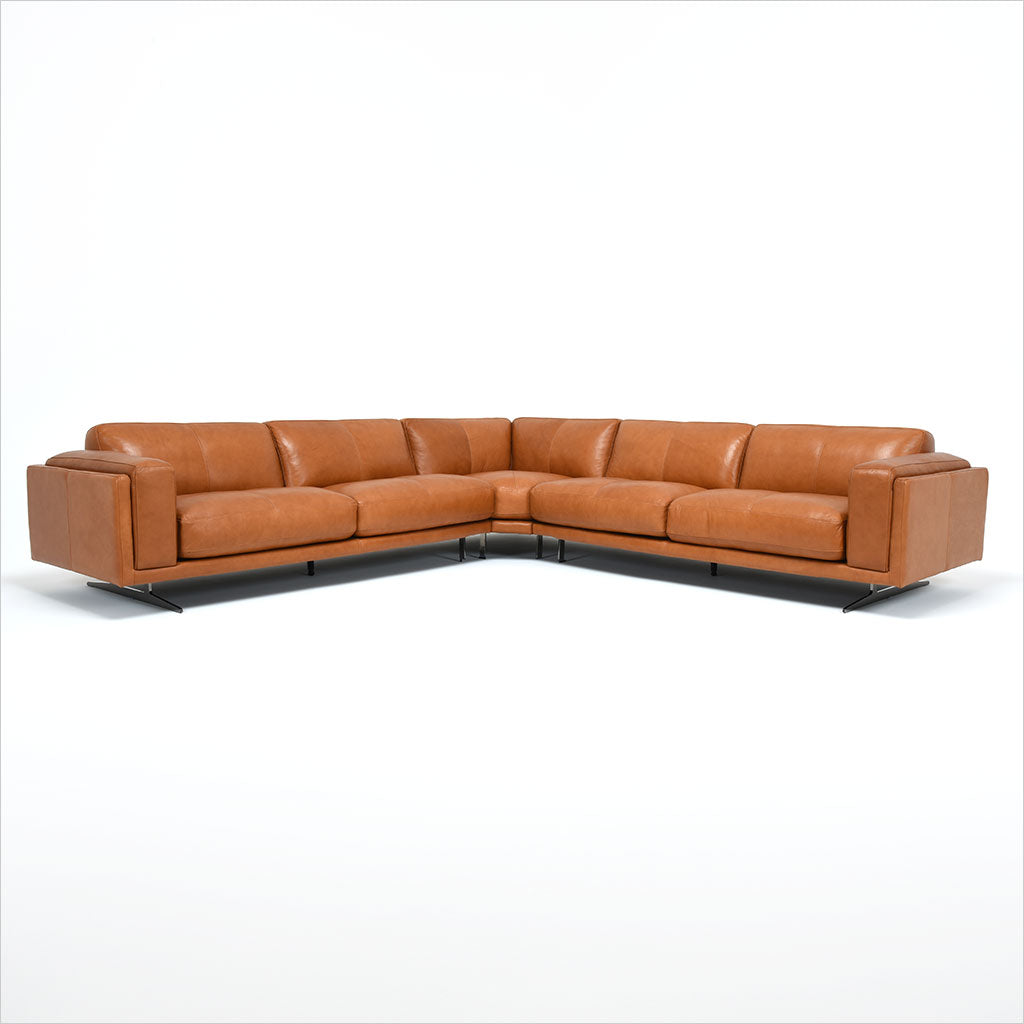 leather sectional with metal legs