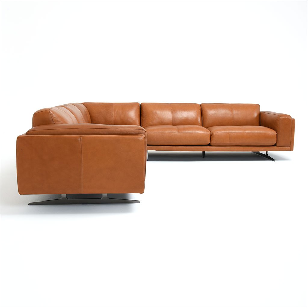 leather sectional with metal legs