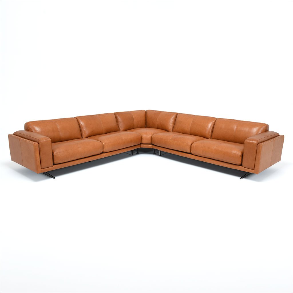 leather sectional with metal legs