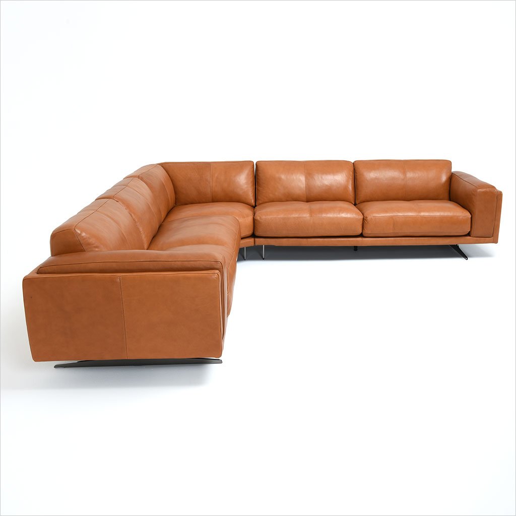 leather sectional with metal legs