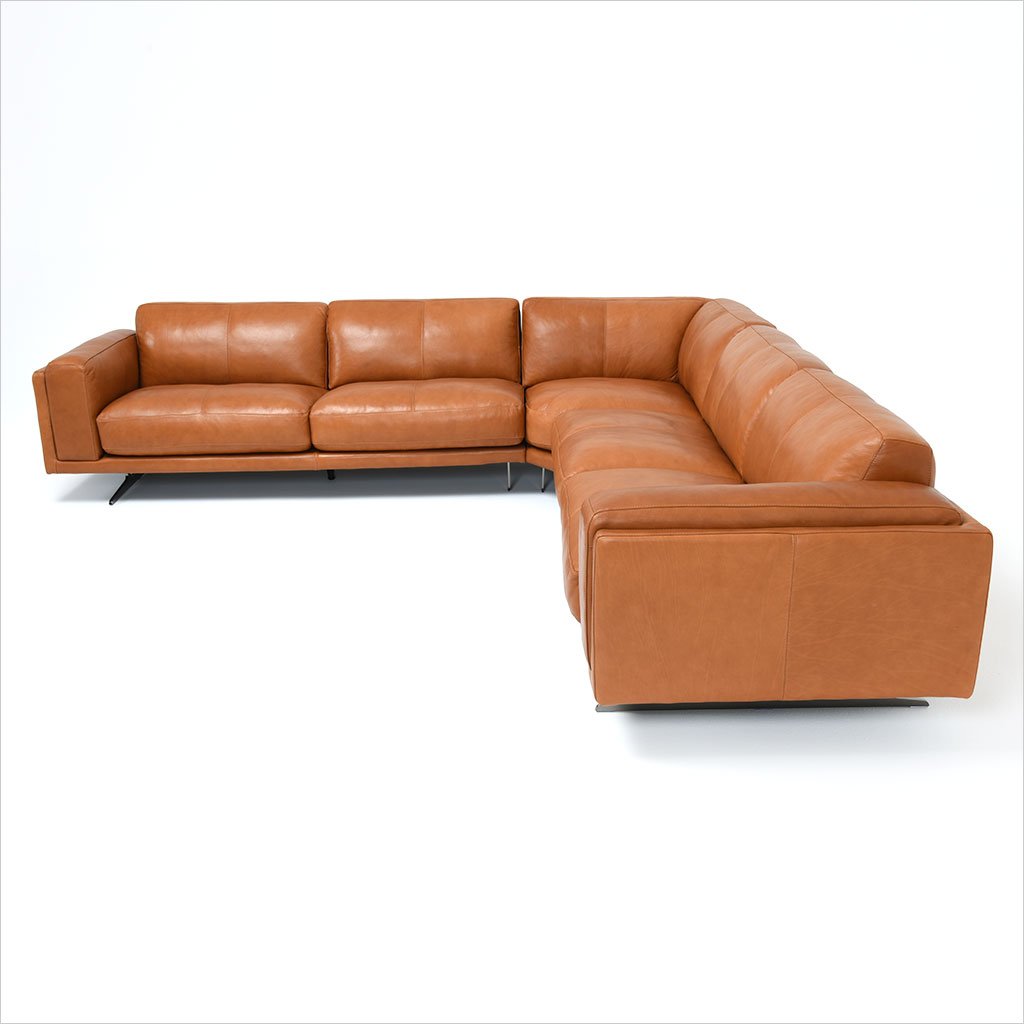 leather sectional with metal legs