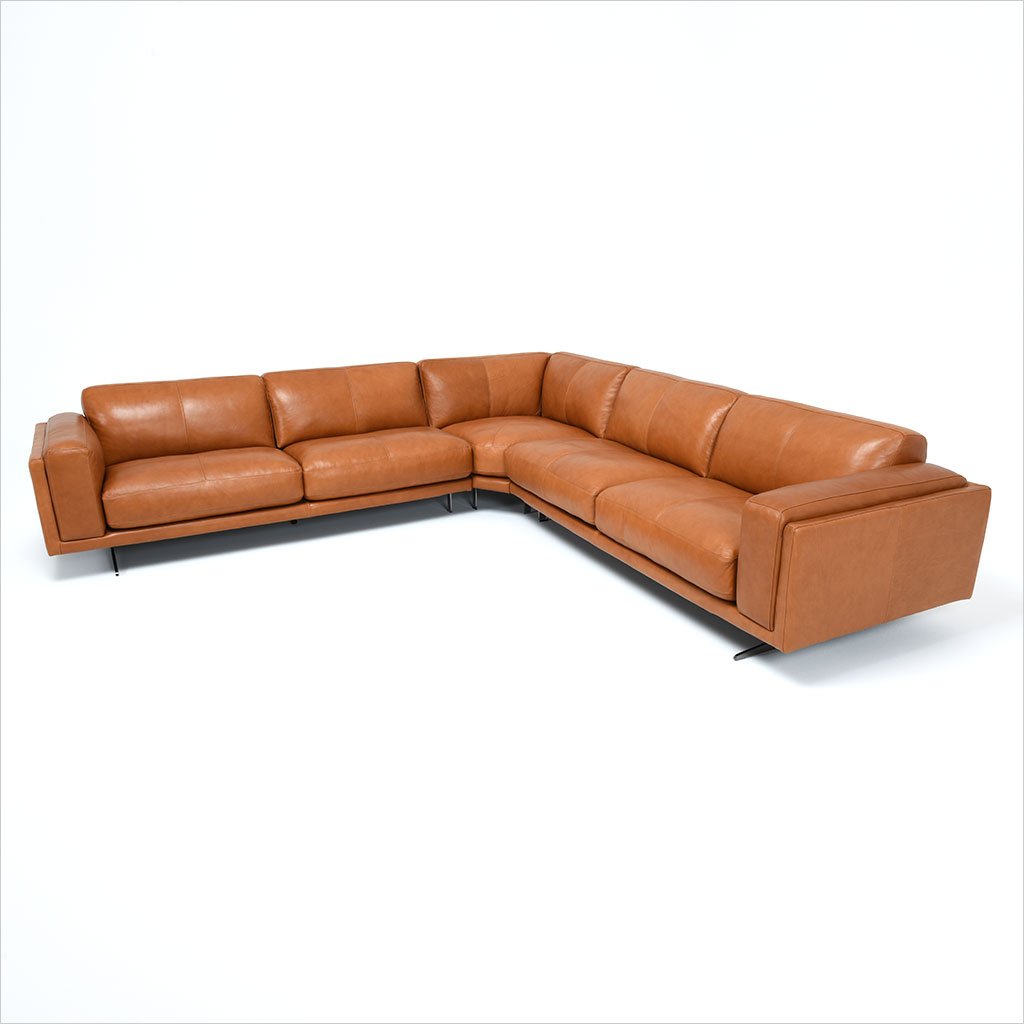 leather sectional with metal legs