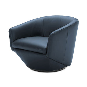 blue leather swivel chair