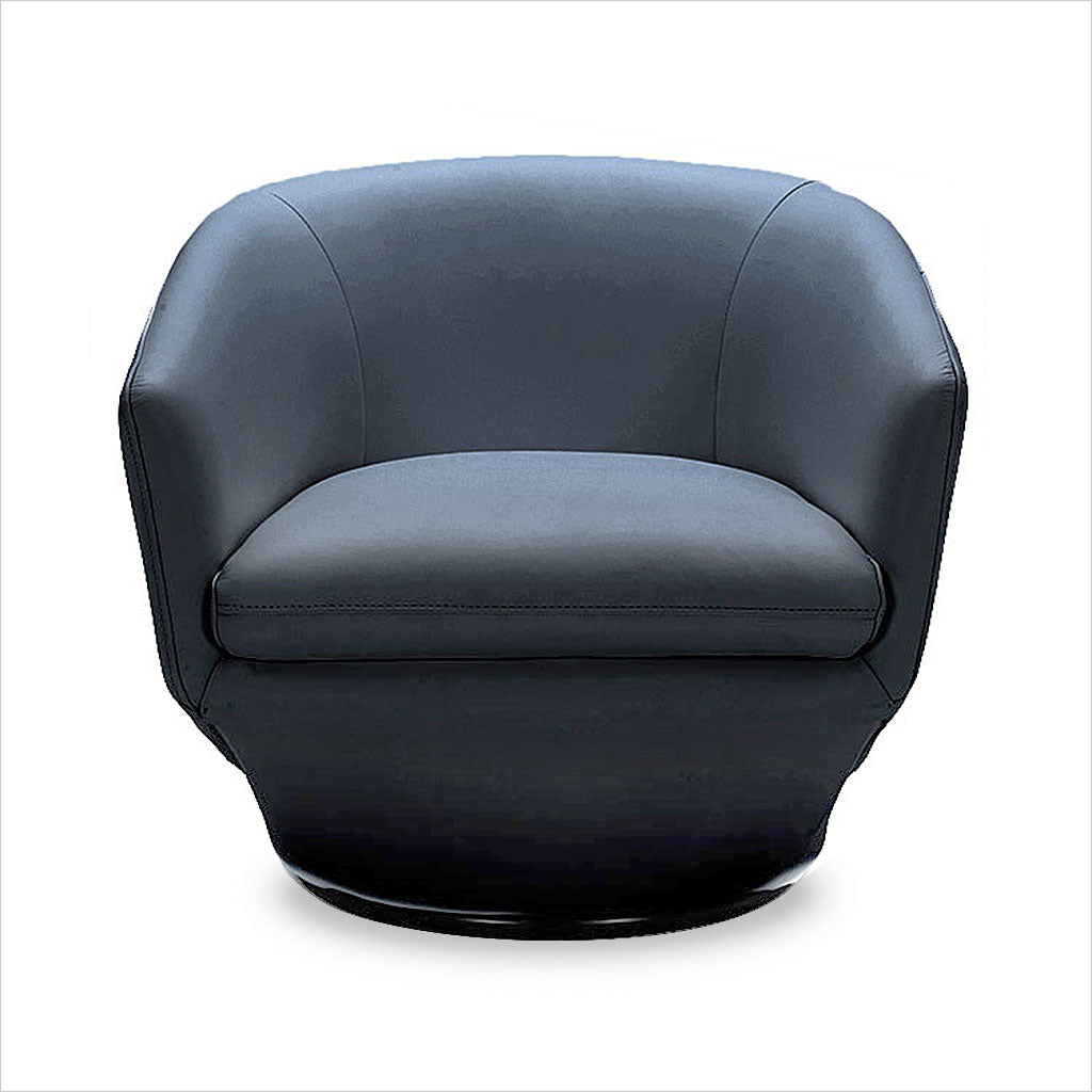 blue leather swivel chair