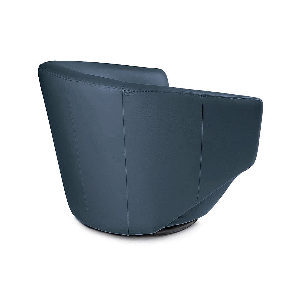 blue leather swivel chair
