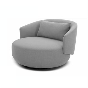 large round swivel chair in fabric